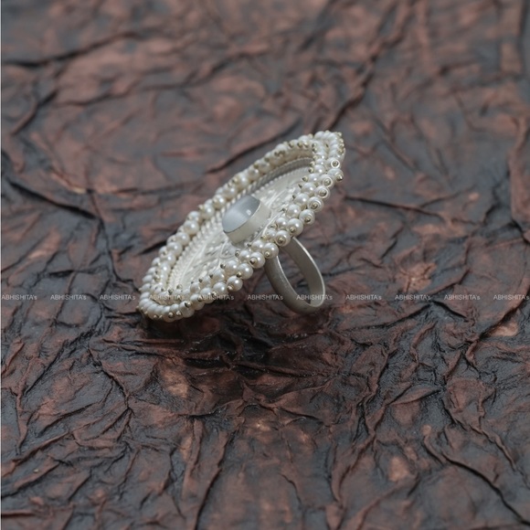 ABHISHITA's Royal Rajwada Ring In 92.5 Silver Plating (Fully Adjustable) - Picture 3 of 3